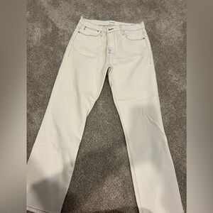 Frame jeans. Worn once. Cream and navy blue